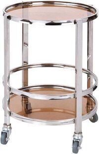 Rolling Bar Trolley/glass Serving Cart With Metal Frame - Color: Brown