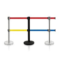 Stainless Steel Double Tape Barricade Stand - Color: Silver