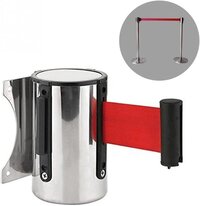 Stainless Steel 3 Meter, 10 Feet Queue Manager Barrier Retractable Ribbon - Color: Red