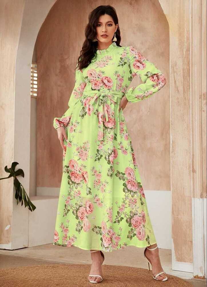 Ladies Flower Printed Western Dress