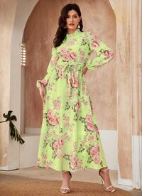 Ladies Flower Printed Western Dress - Color: All