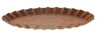 Rustic Scallop Edged Metal Candle Plate - Color: Brown