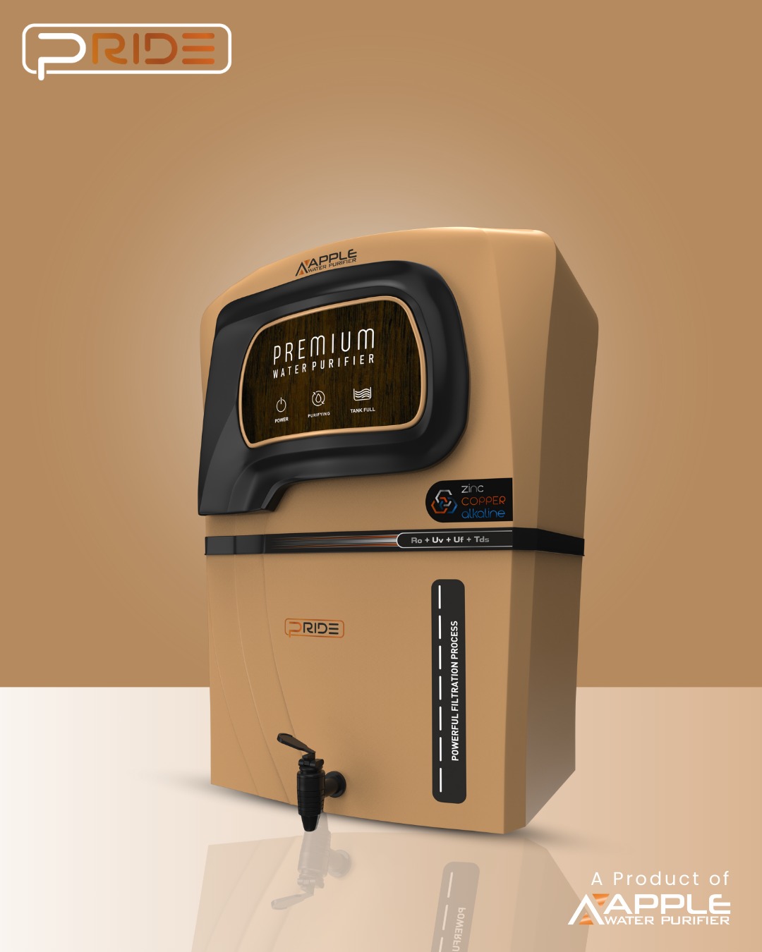 Pride Metallic Golden Ro Cabinet - Application: Water Purifiers