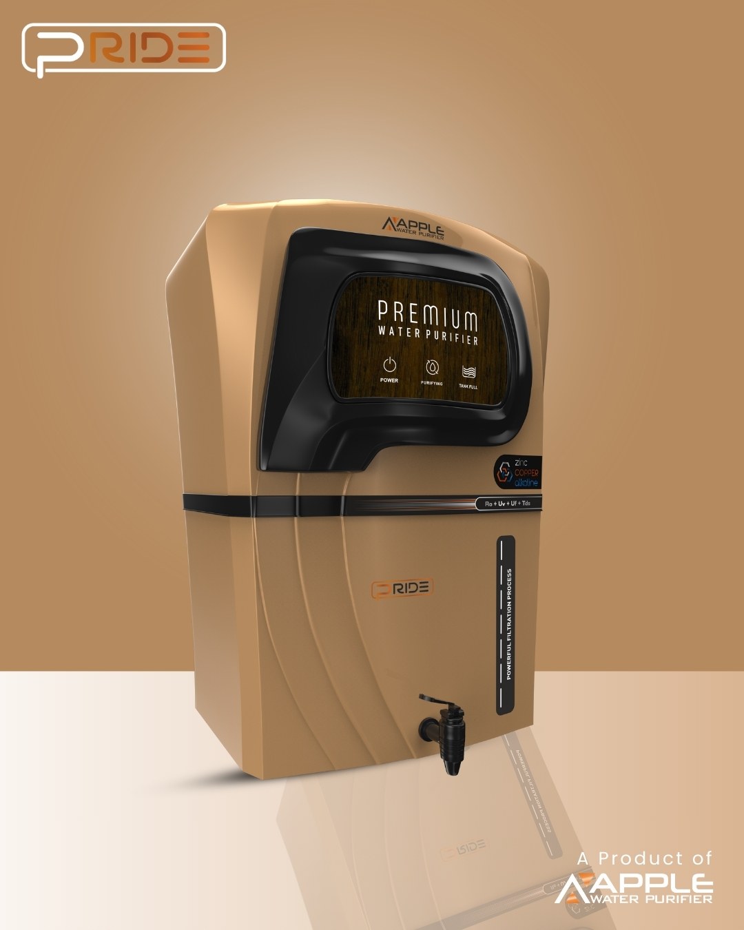 Pride Metallic Golden Ro Cabinet - Application: Water Purifiers