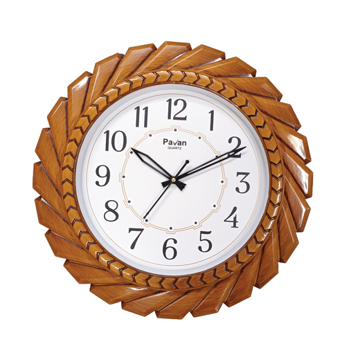 NP-06 Wall Clock - High-Quality Plastic, 16 Inch Round Brown | Polished Surface, Quartz Movement, Various Sizes, Stylish for Home & Office
