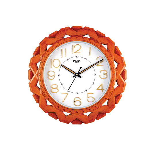 NP-05 Index Wall Clock - Polished Plastic, 16 Inch Round, Brown Color | Stylish Fashion, Quartz Movement, Various Sizes Available