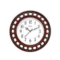P-118 Wall Clock - Plastic, 12 Inch Diameter, White And Brown | Trendy Round Shape, Polished Surface, Quartz Technology, 6-12 Months Warranty