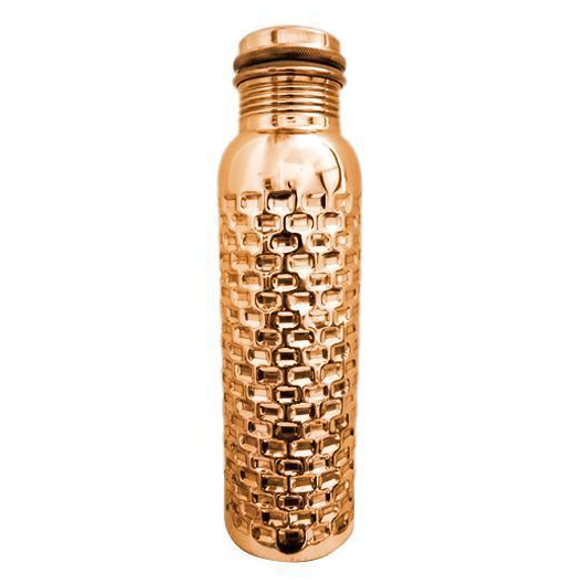 Hammered Copper Water Bottle - Capacity: 1 Ltr