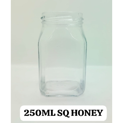 Square Honey Jar - Material: Glass