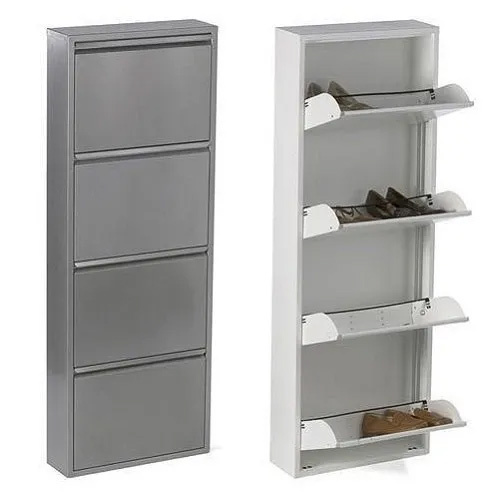 Mild Steel Wall Mounted Shoe Rack - Color: Gray