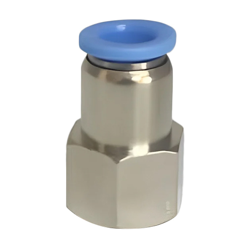 Mild Steel Pneumatic Push Connector - Color: Silver