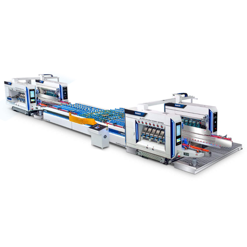 CGSY2520-12 I Type Intelligent Glass Double Pencil Edging Production Line - Stainless Steel, Automatic, Grey Finish | High-Performance Industrial Glass Edging Machine