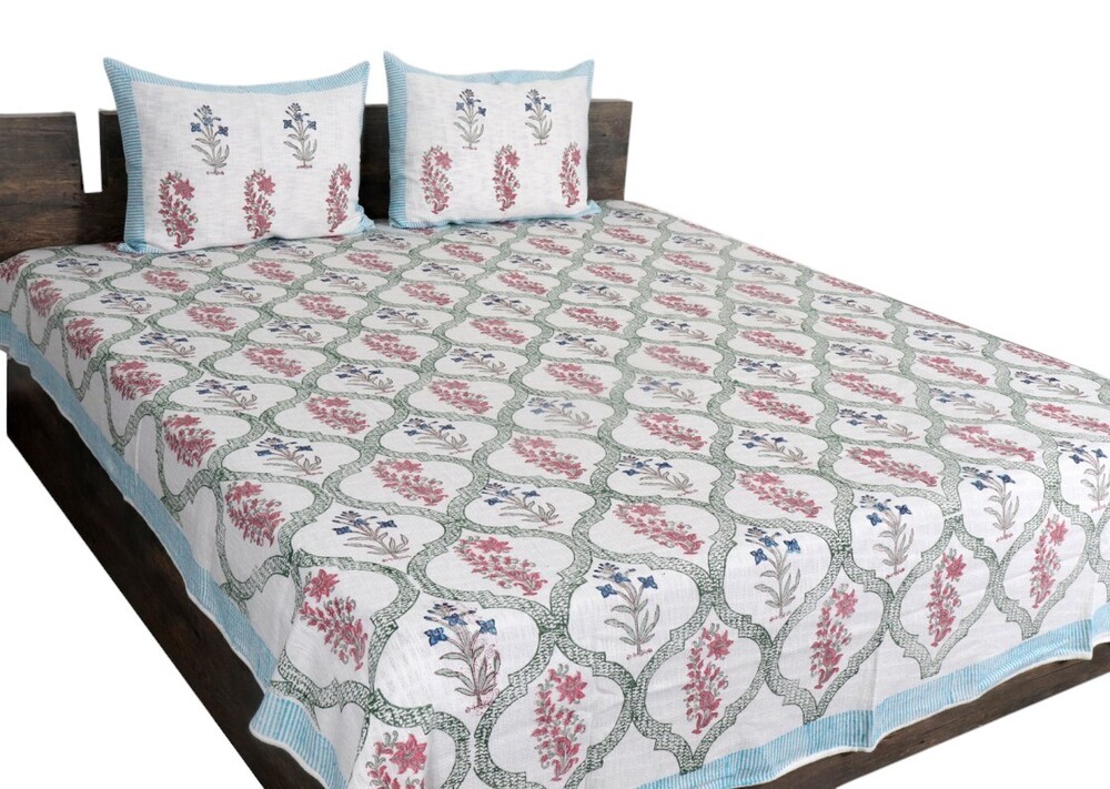 Hand Block Printed Tnt Bedsheet - Color: Multi