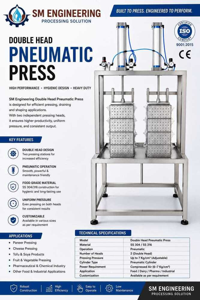 Pneumatic Paneer Press Machine - Color: Silver