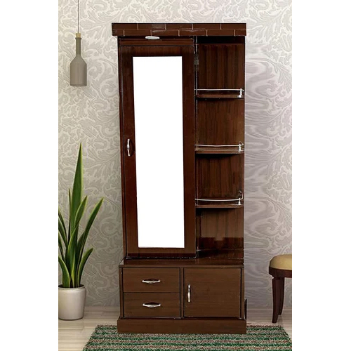 Wooden Dressing Table With Glass Mirror - Color: Brown