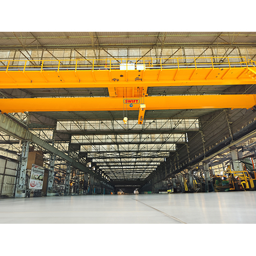 Double Girder E.O.T. Crane - Mild Steel, 2-100 Tons Capacity, Yellow | Bi-Rail Hoist, Modular Design, Enhanced Safety Features, Customizable Options