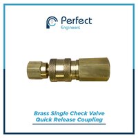 Brass Single Check Valve Quick Release Coupling - Application: A C Heavy Pumps A C Industrial Process