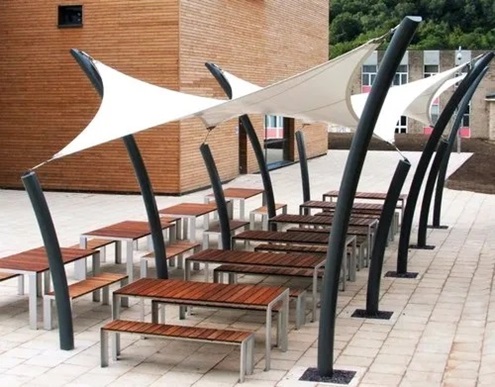 Cafeteria Tensile Structure - Pvc Panel Material Roof Dead Load Up To 1200 Gsm | Weather-resistant Design For Outdoor Dining Areas