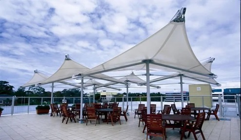 Cafeteria Tensile Structure - Pvc Panel Material Roof Dead Load Up To 1200 Gsm | Weather-resistant Design For Outdoor Dining Areas