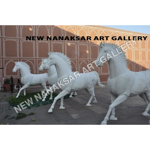 Fiber Glass Horse Statues - Color: White