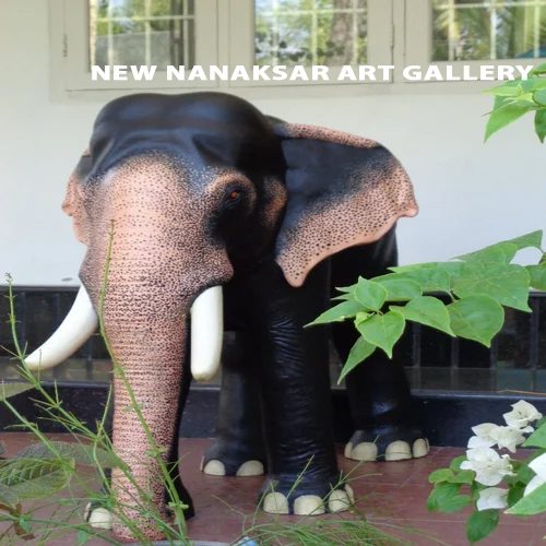 Fiber Glass Statue Of Elephant - Color: Multicolor