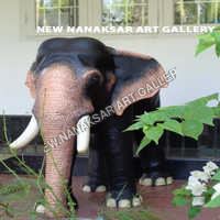 Fiber Glass Statue Of Elephant - Color: Multicolor