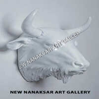 Bull Head Fiber Glass Statue - 36x28x26 Inches, White/black/bronze | Handcrafted, Weather Resistant, Uv Protected, Glossy Finish