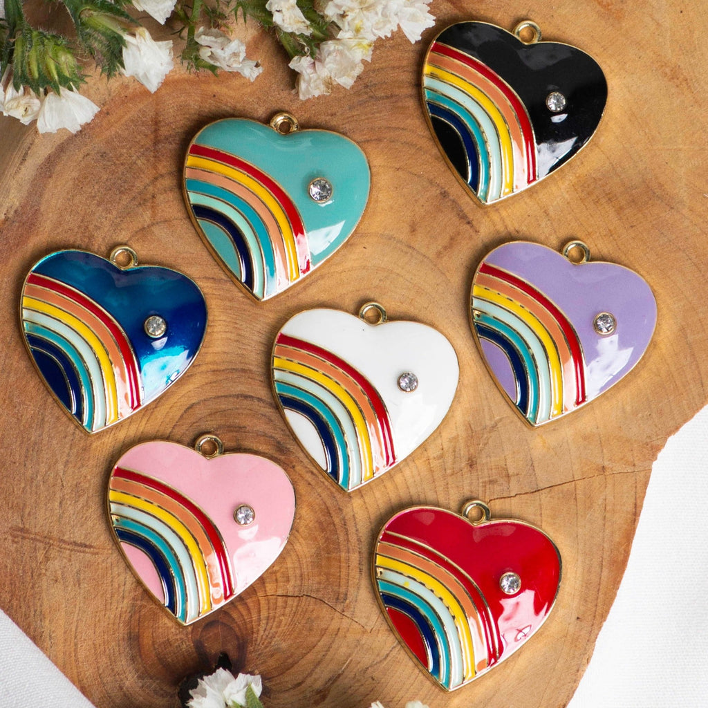 Rainbow Heart Charms | Size : 20mm