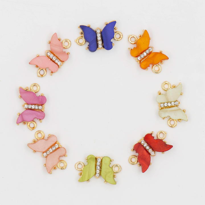 Center 2 Side Ring Butterfly Charms Connectors | Size : 20MM Ring : 4MM | 6PCS