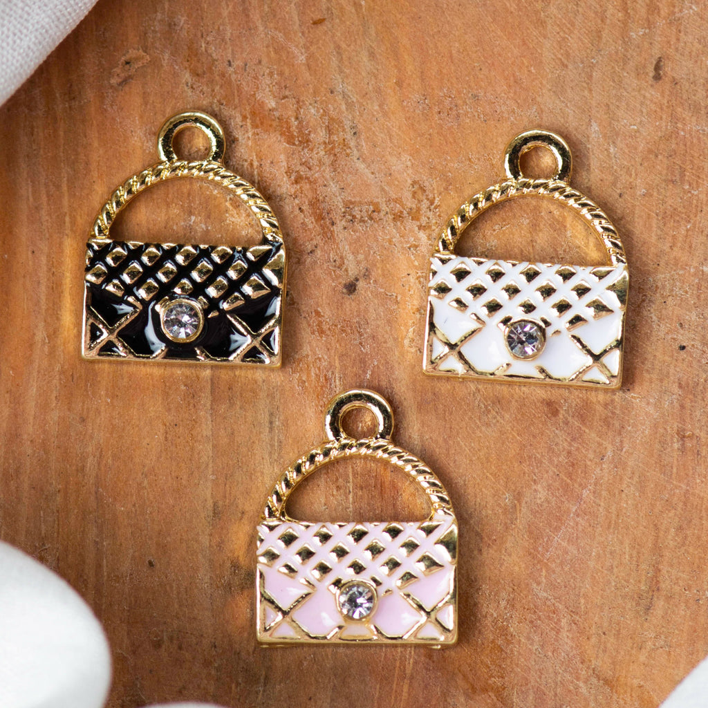 Purse Enamel Charms | Size : 13mm Ring : 4mm | 06Pcs