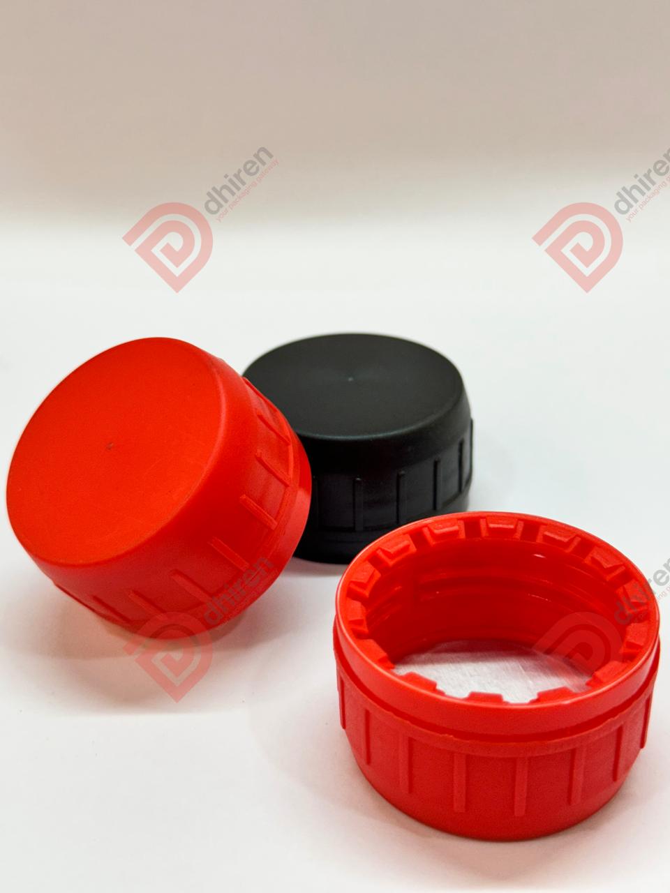 38/23 Lubricant Cap Dhiren - Plastic, 38/23mm Size, Red Black Color | 1 Year Warranty, Ideal For Bottles Usage