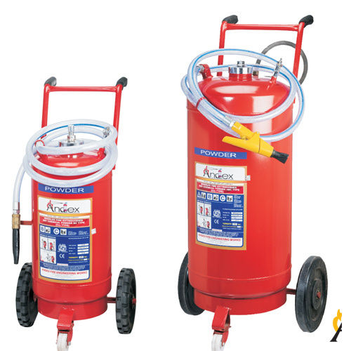 Trolley Mounted Fire Extinguisher - Color: Red