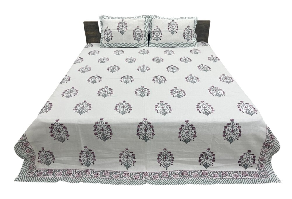 Waffle Hand Block Printed Bedsheet