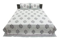 Waffle Hand Block Printed Bedsheet - Color: Multi
