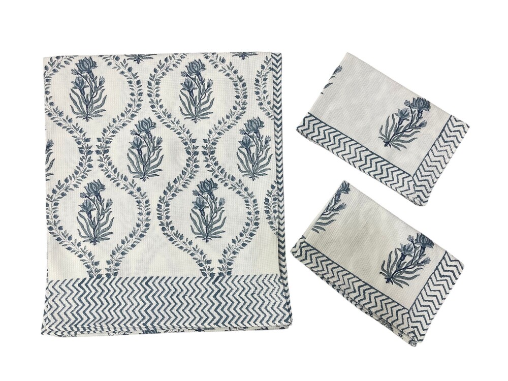 Hand Block Waffle Bedsheet - Color: Multi