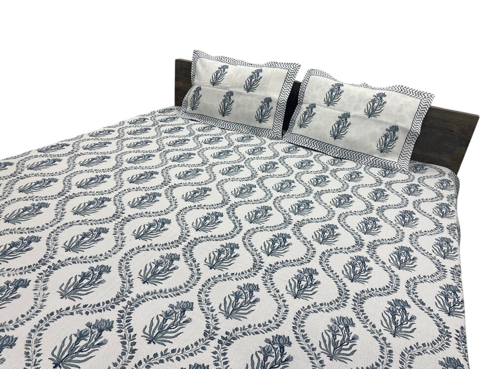 Hand Block Waffle Bedsheet - Color: Multi