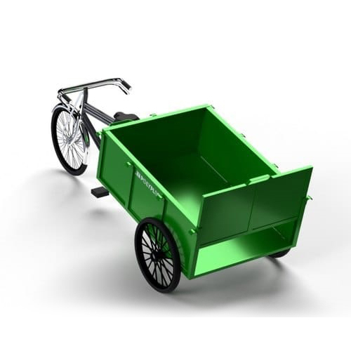 Green Open Top Garbage Cycle Rickshaw