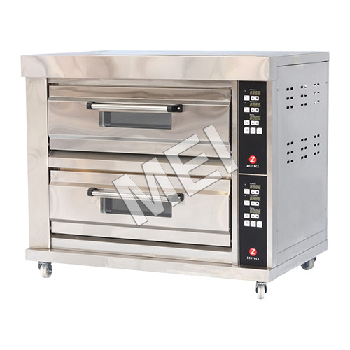 Commercial Double Door Pizza Oven 2 Deck 4 Tray Electric / Gas  Digital control Panel Universal castor with High Grade  Stainless steel body   - RCE-1000-202
