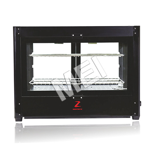 Commercial Food Display Or Puff Warmer Table Top 0.8Kw Single Door 404*404*546 Mm With Led & Compact Elegant Design With Square Shape - Color: Black