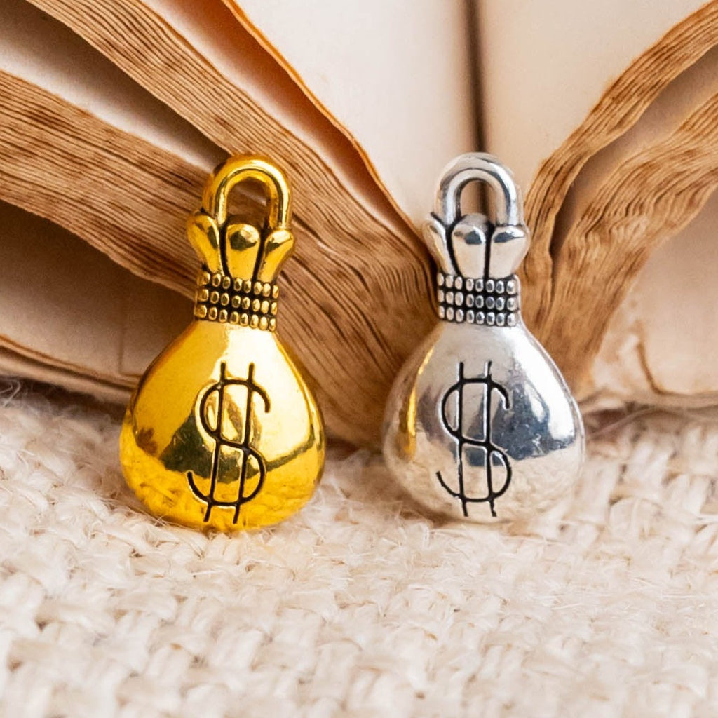 Money Bag Alloy Charms - 10mm Size, Set Of 10 Pieces | Perfect For Jewelry Making, Craft Projects & Personalized Gifts