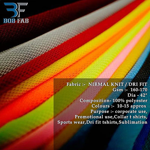 170 Gsm Drifit Nirmal Knit Fabric For T Shirts - Color: Different Available