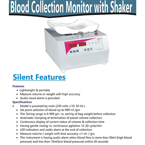 Blood Collection Monitor - Steel Body, Red Bright Led Display, 1ml To 600ml Volume Range | Microcomputer Control, Auto Tare, Audio-visual Alarm, Advanced Calibration Functions