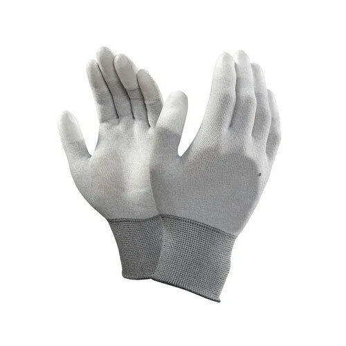 Esd PU Coated Top Fit Gloves - PU Material, Free Size, Gray Color | Industrial Application, Electrical Protection Usage