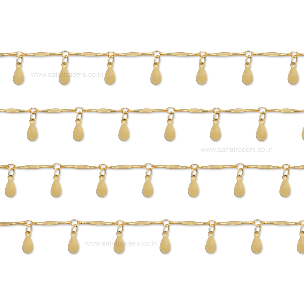Drop Charm Chain | 1mtr - Metal Link Design , Versatile Accessory For Casual And Formal Occasions