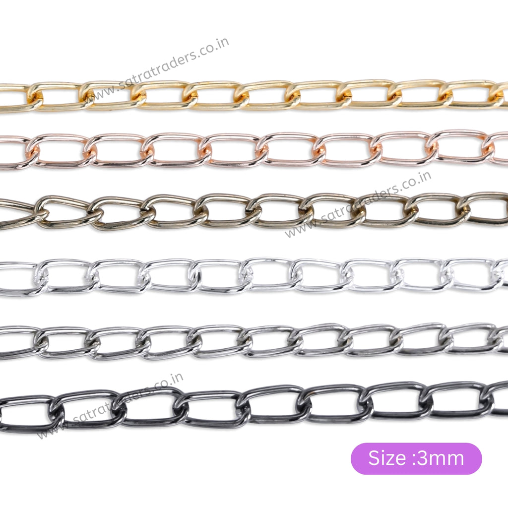 Iron Twisted Link Oval Chain | Size:3mm | 100grm | IC04