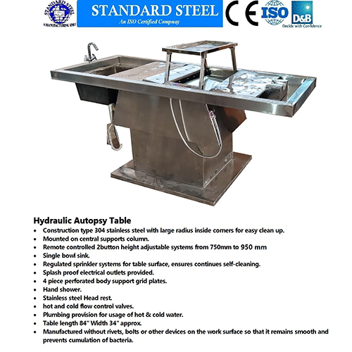 Stainless Steel Autopsy Postmortem Table - Design: Frame
