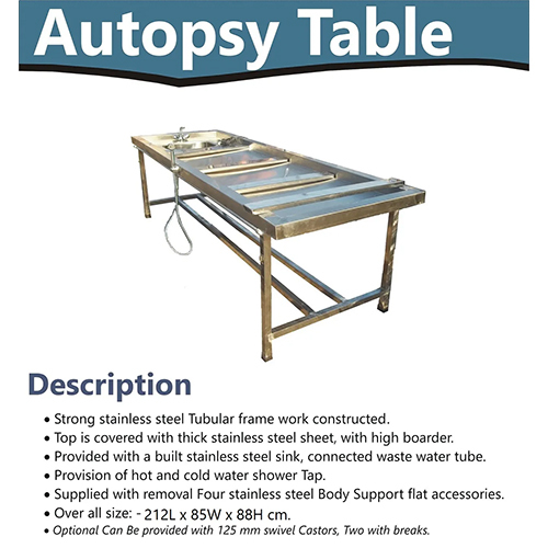 Stainless Steel Autopsy Postmortem Table - Design: Frame