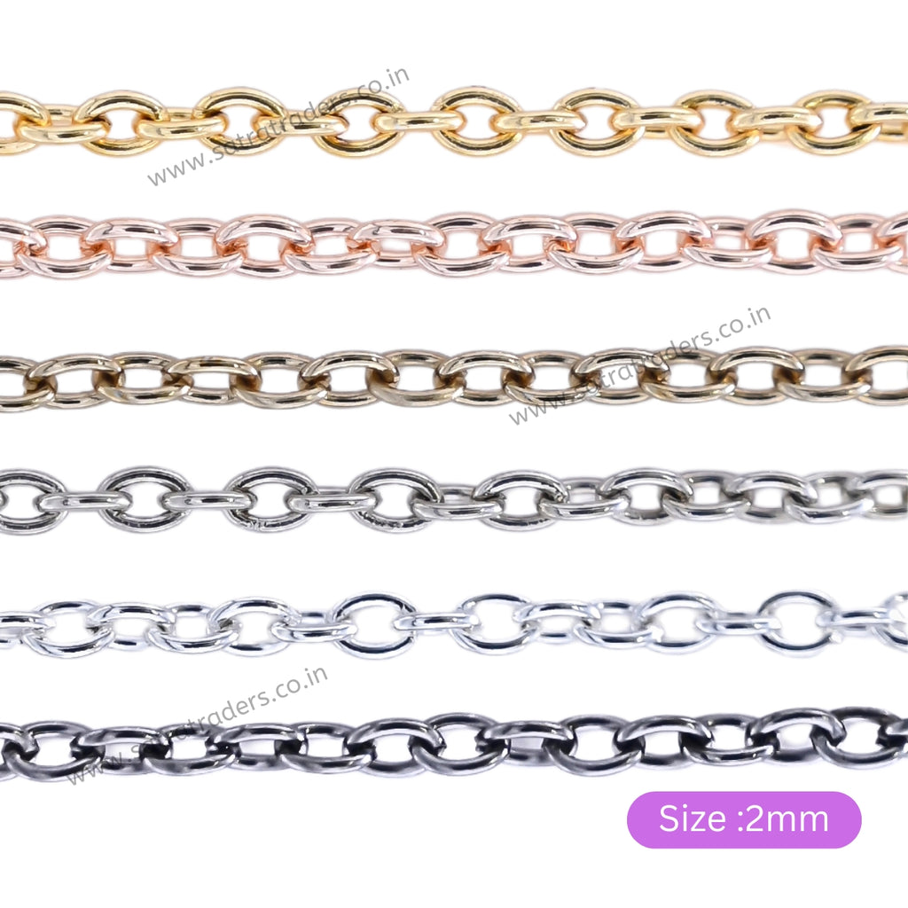 Iron Twisted Link O-Shaped Chain | Size:2mm| 100grm | IC05