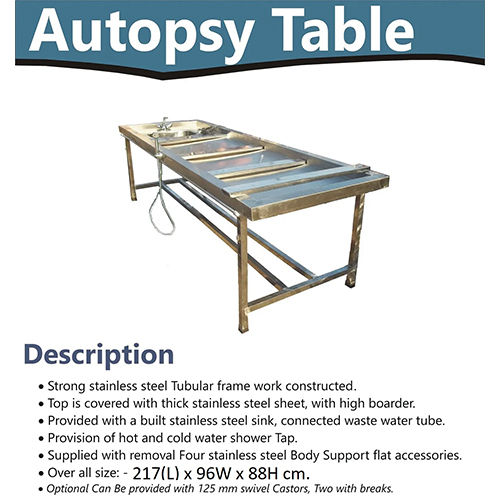 Stainless steel Postmortem Table Autopsy Table