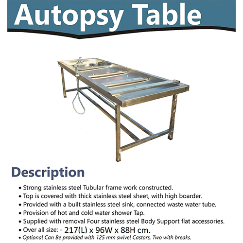 Stainless Steel Postmortem Table Autopsy Table - General Use: Commercial Furniture